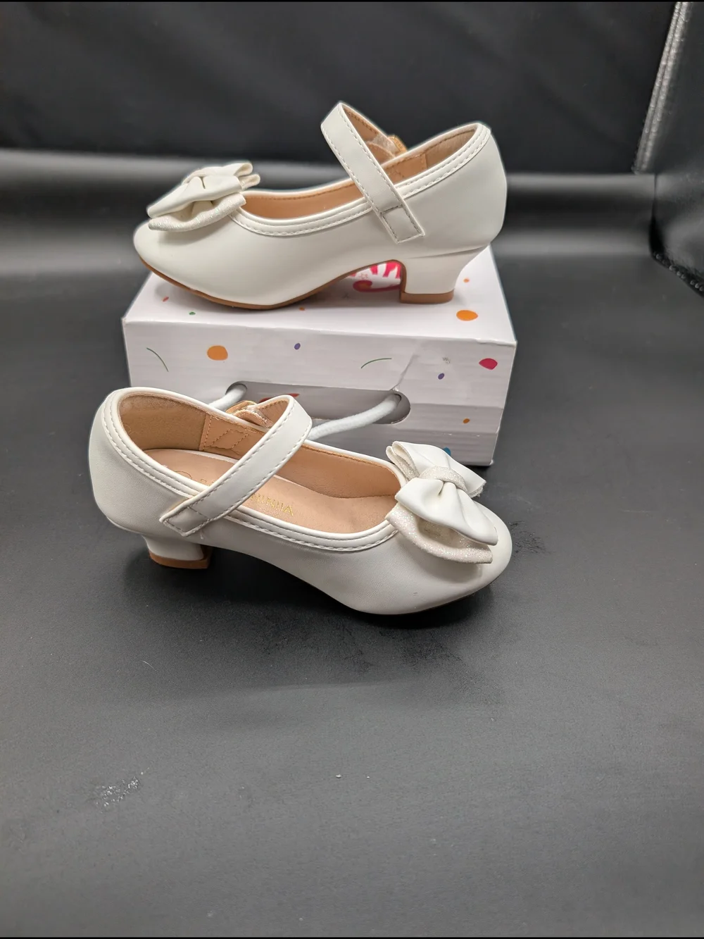 Girls White Bow Mary Jane Dress Shoes